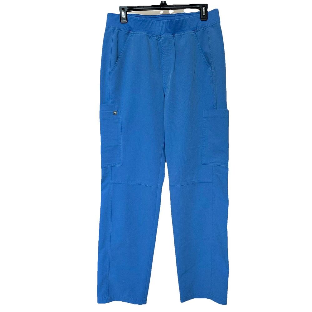 Figs Scrubs Pants Women’s Med Utility Nursing Blue Cargo Drawstring Pull On